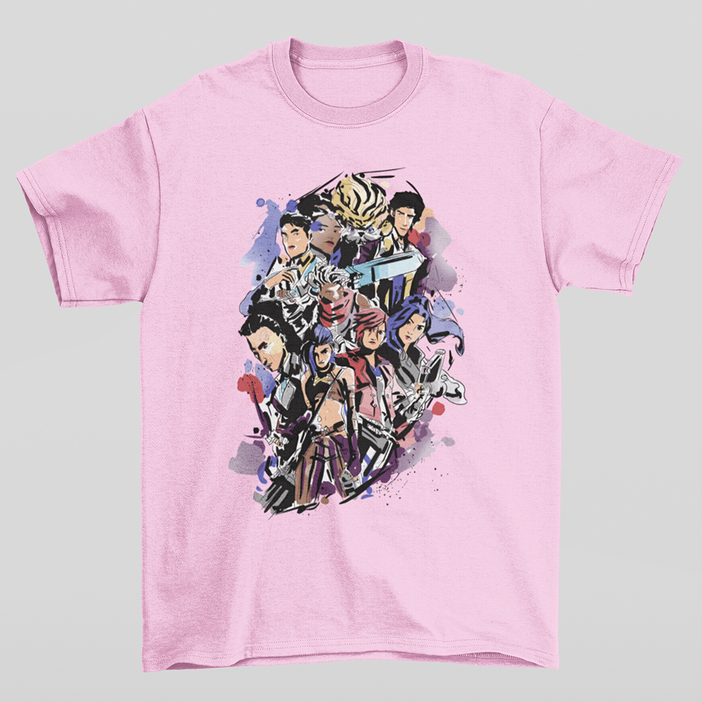 CAMISETA BASICA UNISEX Arcane Aquarela-rosa bebe