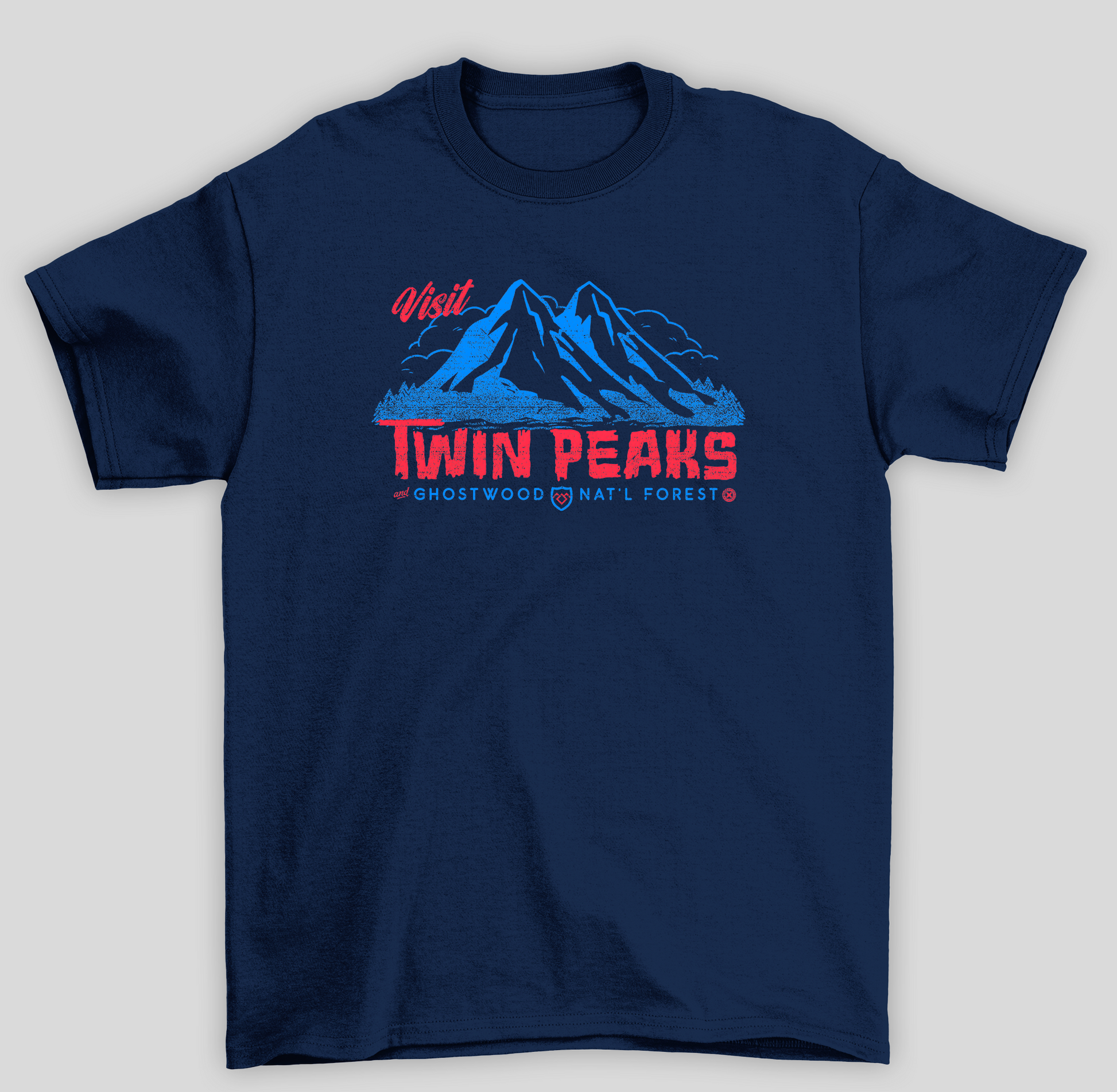 Camiseta Básica Unissex Visit Twin Peaks - azul-marinho