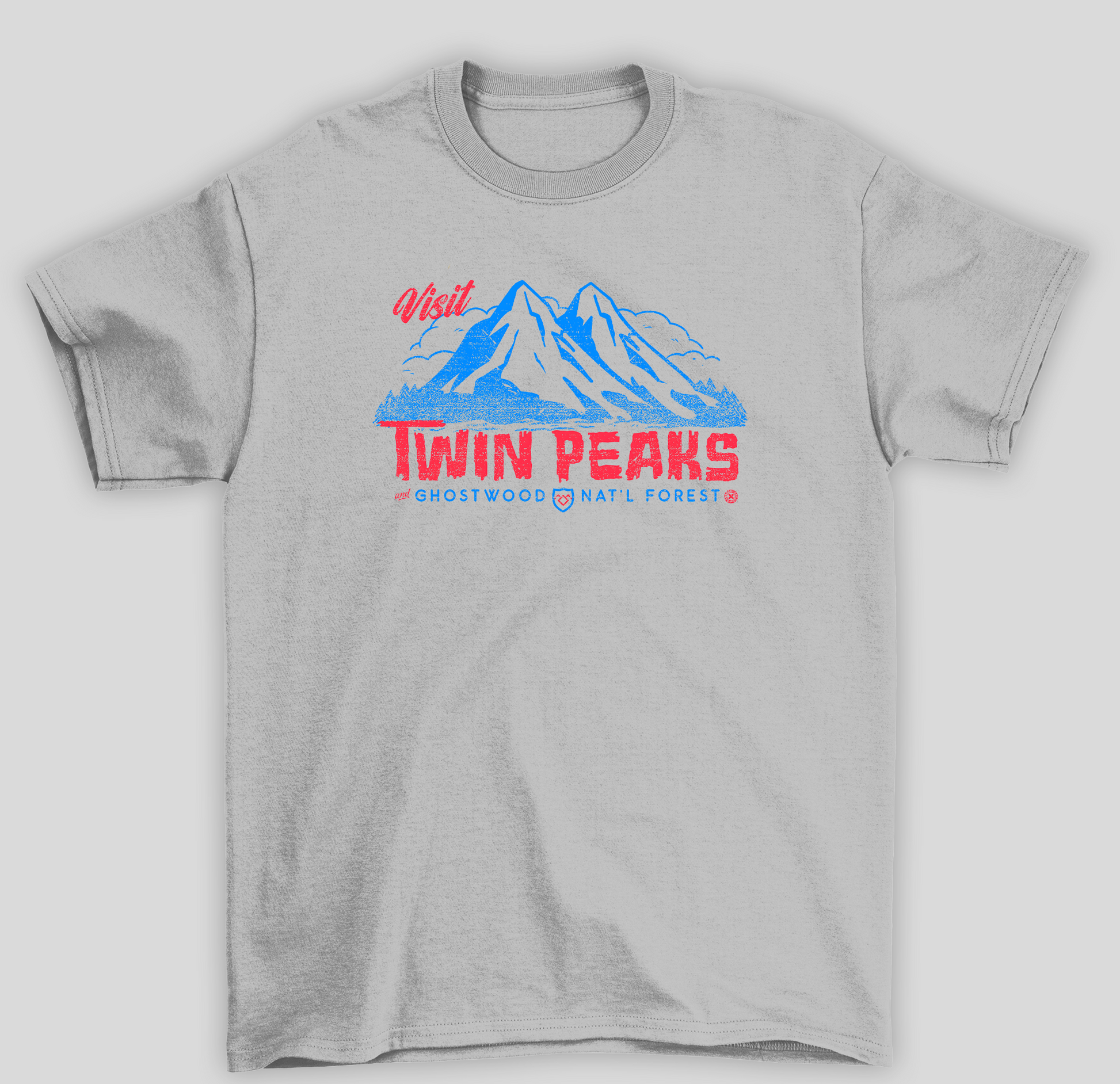 Camiseta Básica Unissex Visit Twin Peaks - cinza