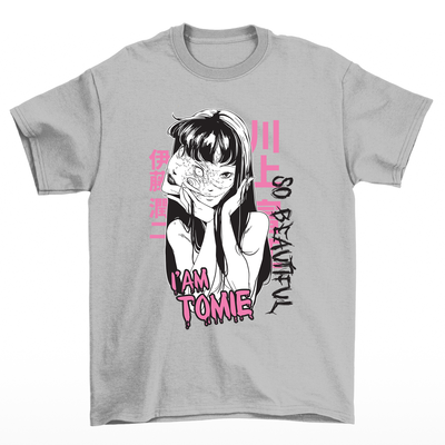 Camiseta Junji Ito Tomie Beautiful-cinza