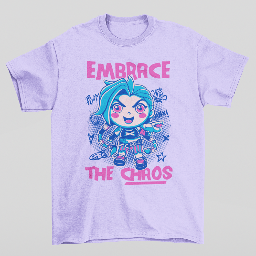 CAMISETA BASICA UNISEX Embrace The Chaos jinx-lilás