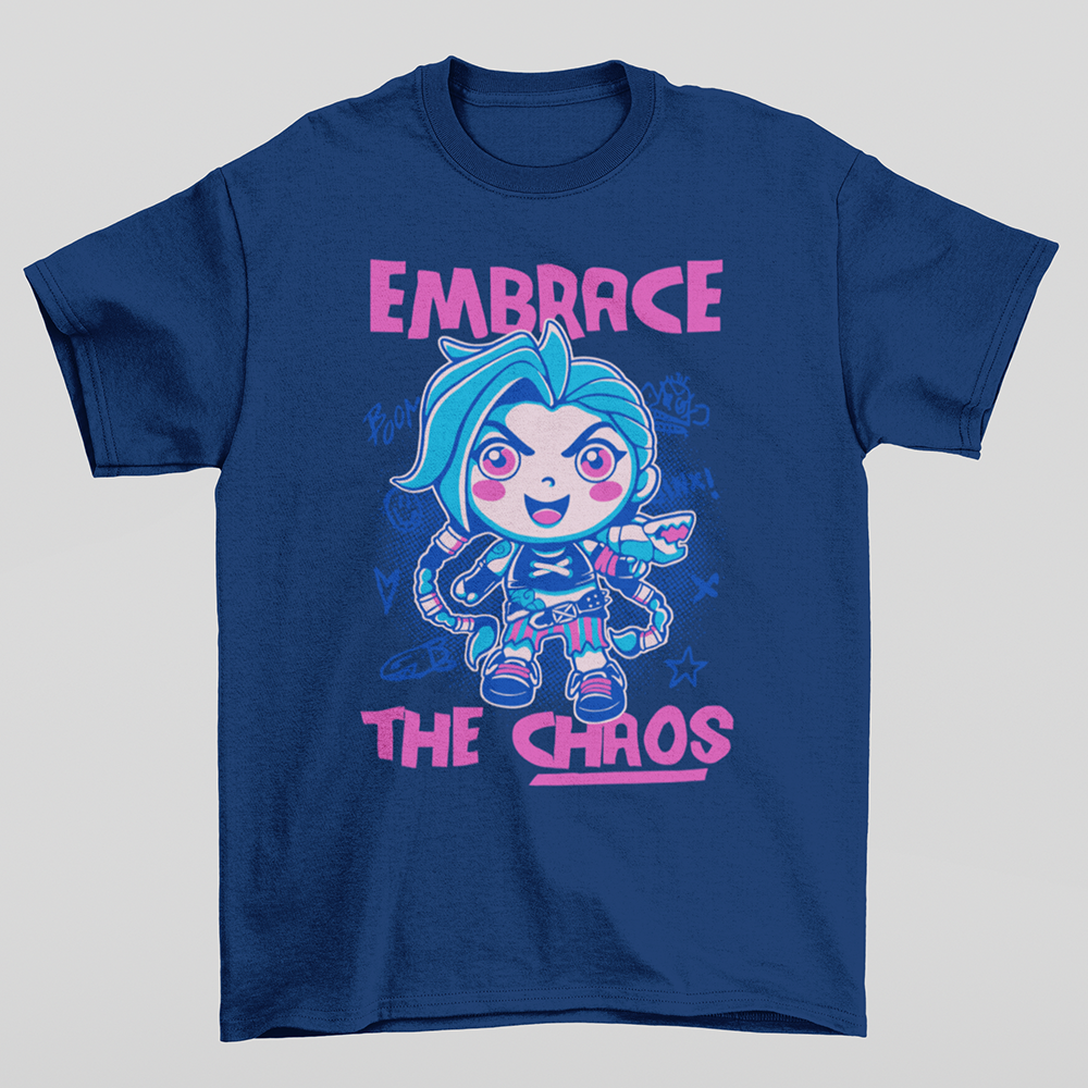 CAMISETA BASICA UNISEX Embrace The Chaos jinx-azul-marinho