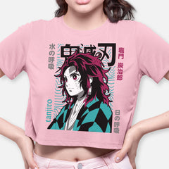 Cropped Camiseta Demon Slayer Tanjiro