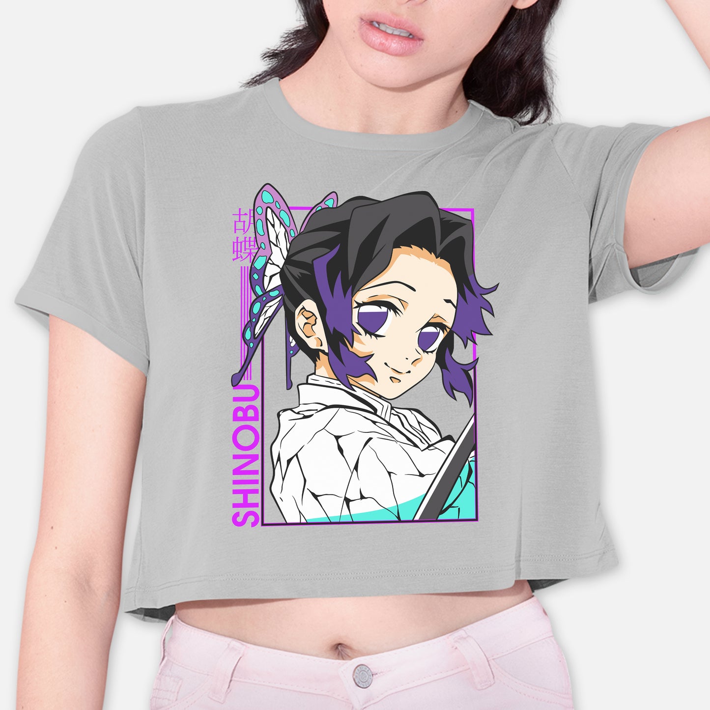 Cropped Camiseta Shinobu Demon Slayer Kimetsu No Yaiba