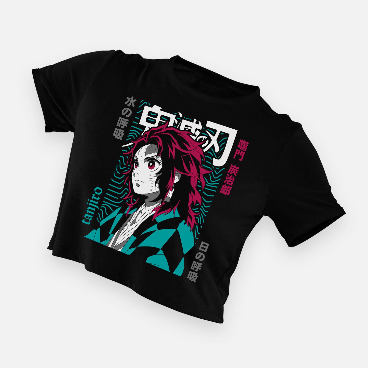 Cropped Camiseta Demon Slayer Tanjiro