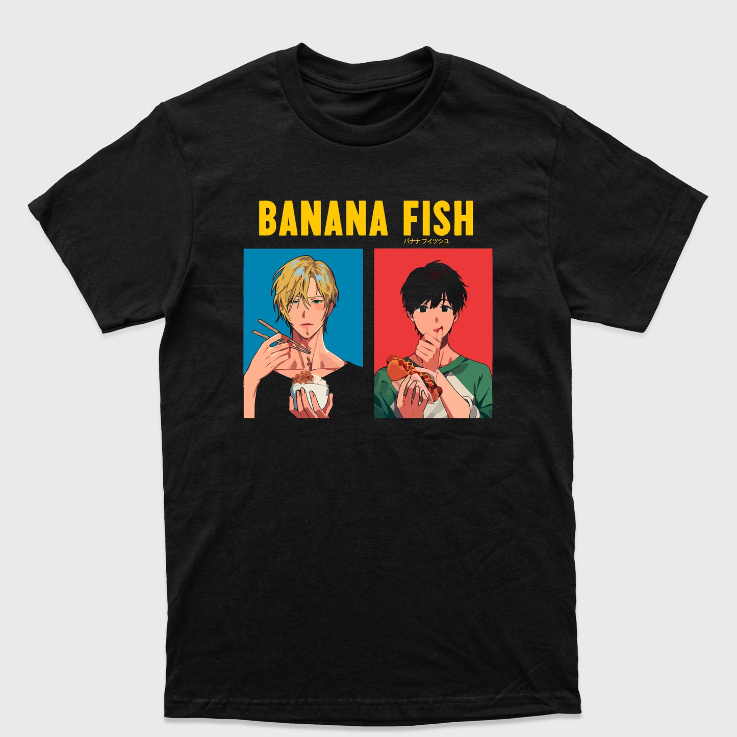 Camiseta Básica Ash e Eiji Comendo Banana Fish