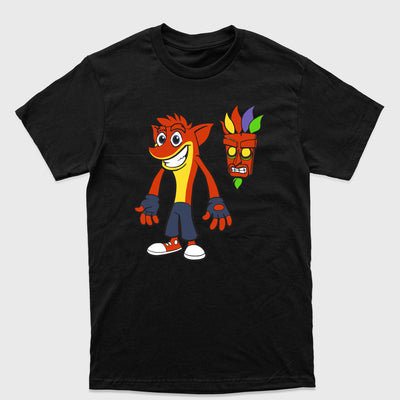 Camiseta Básica Crash Bandicoot e Aku Aku